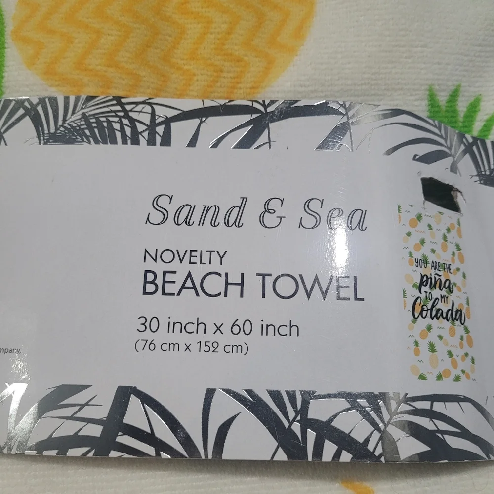 Beach Towel Pineapple Print Graphic Pina Colada 60 X 30 Pool Resort Cruise